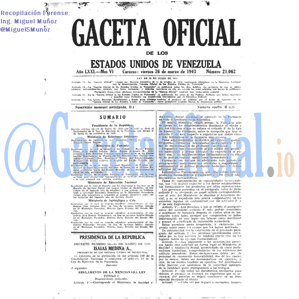 Gaceta Oficial 21062 del 26 Marzo 1943