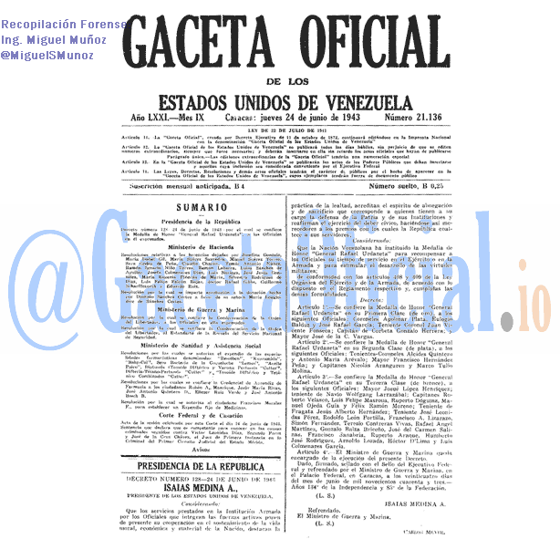Gaceta Oficial 21136 del 24 Junio 1943