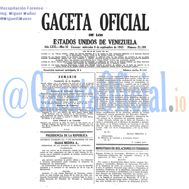 Gaceta Oficial 21199 del 8 Septiembre 1943