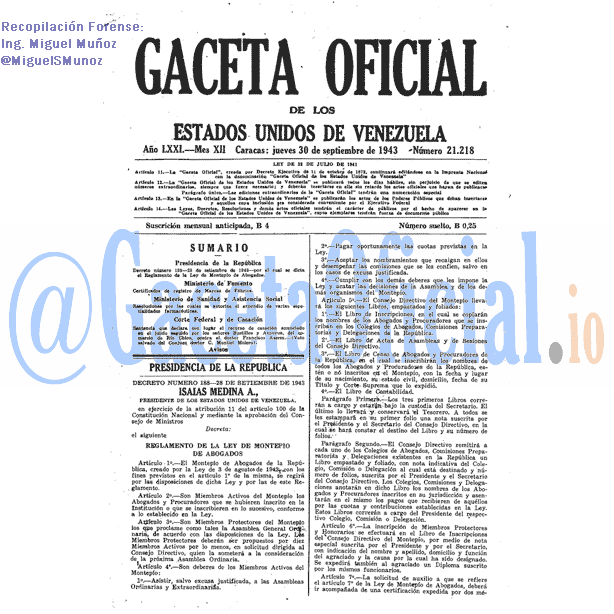 Gaceta Oficial 21218 del 30 Septiembre 1943