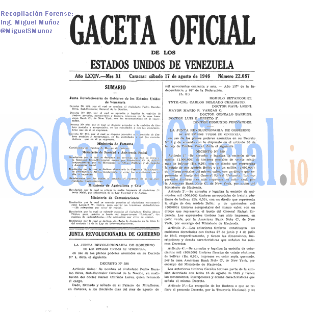 Gaceta Oficial 22087 del 17 Agosto 1946