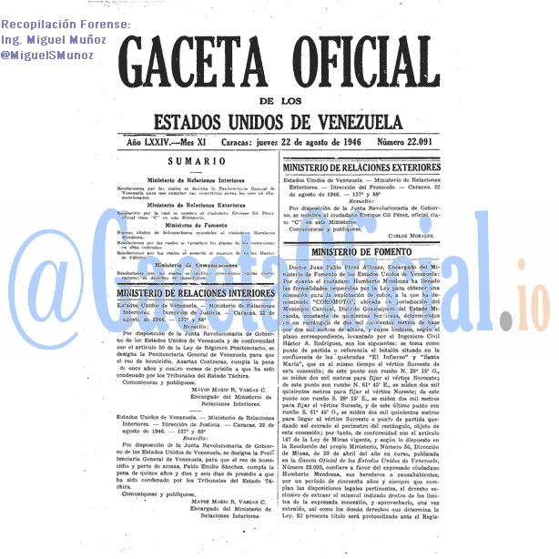 Gaceta Oficial 22091 del 22 Agosto 1946