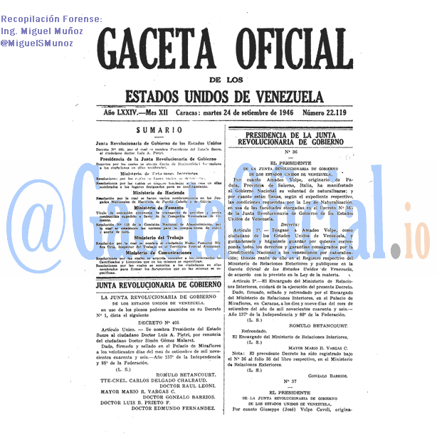 Gaceta Oficial 22119 del 24 Septiembre 1946