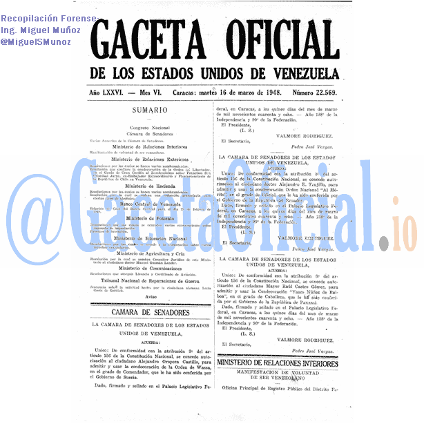 Gaceta Oficial 22569 del 16 Marzo 1948