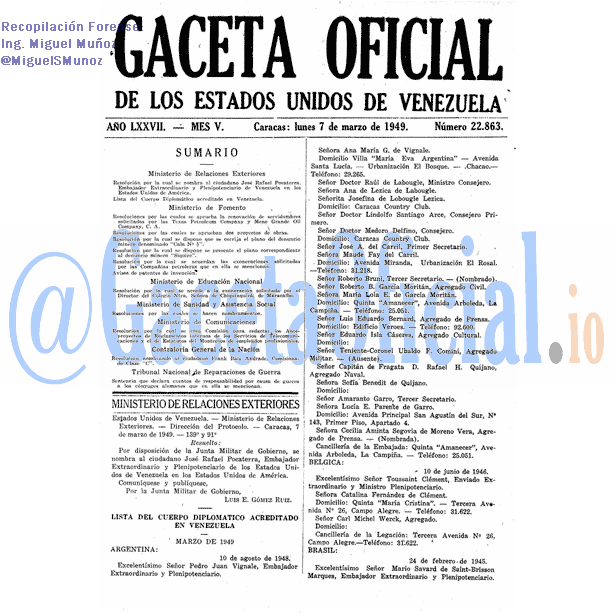 Gaceta Oficial 22863 del 7 Marzo 1949