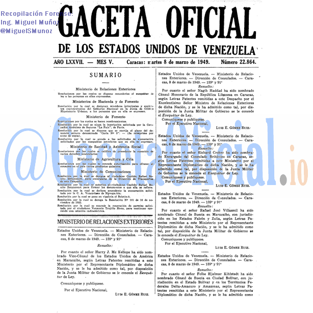 Gaceta Oficial 22864 del 8 Marzo 1949