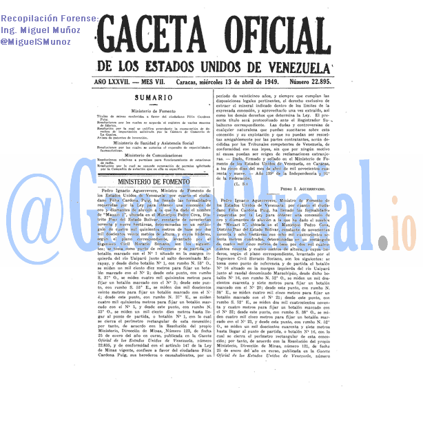Gaceta Oficial 22895 del 13 Abril 1949