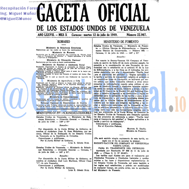 Gaceta Oficial 22967 del 12 Julio 1949