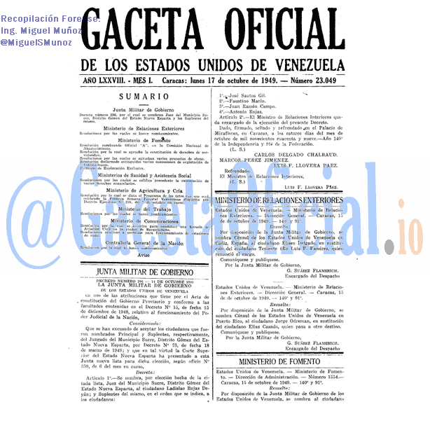 Gaceta Oficial 23049 del 17 Octubre 1949
