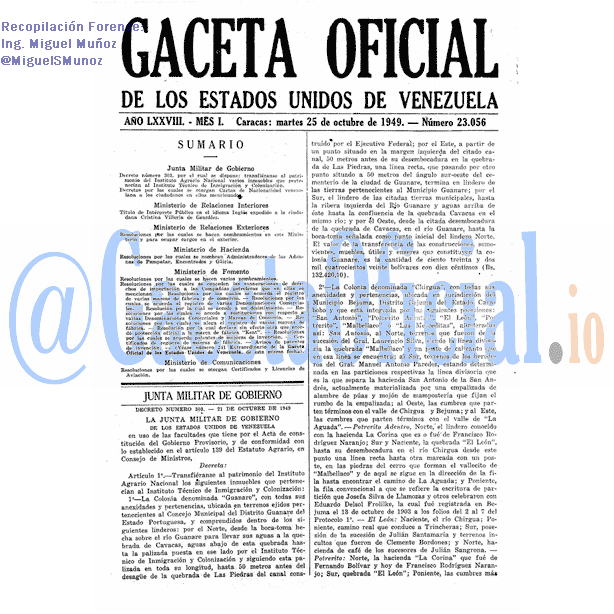 Gaceta Oficial 23056 del 25 Octubre 1949