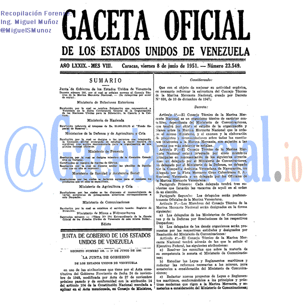 Gaceta Oficial 23549 del 8 Junio 1951
