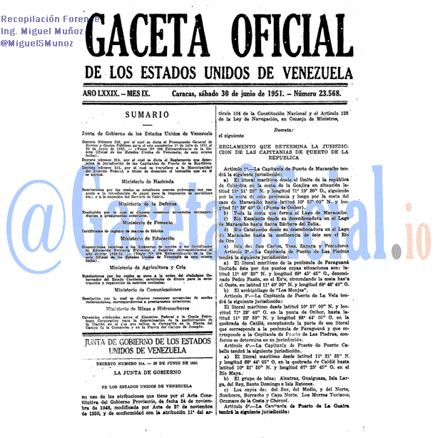 Gaceta Oficial 23568 del 30 Junio 1951