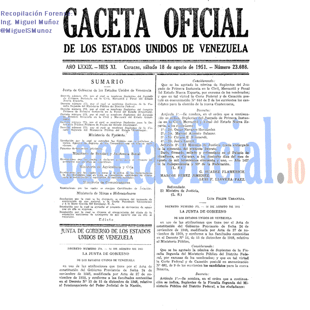 Gaceta Oficial 23608 del 18 Agosto 1951