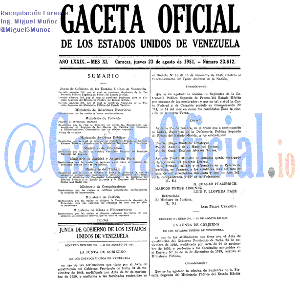 Gaceta Oficial 23612 del 23 Agosto 1951