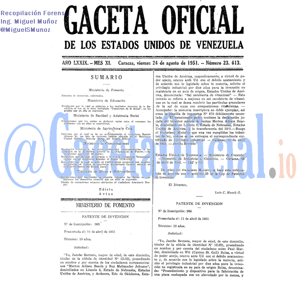 Gaceta Oficial 23613 del 24 Agosto 1951