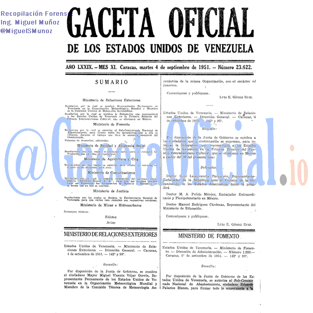 Gaceta Oficial 23622 del 4 Septiembre 1951
