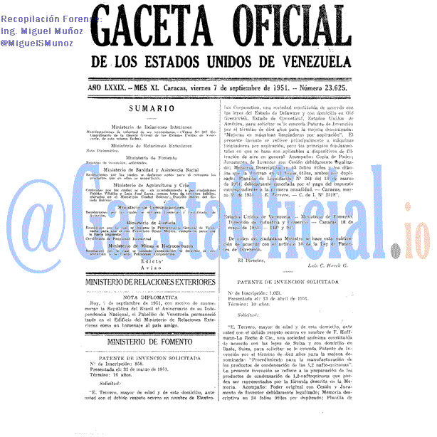 Gaceta Oficial 23625 del 7 Septiembre 1951