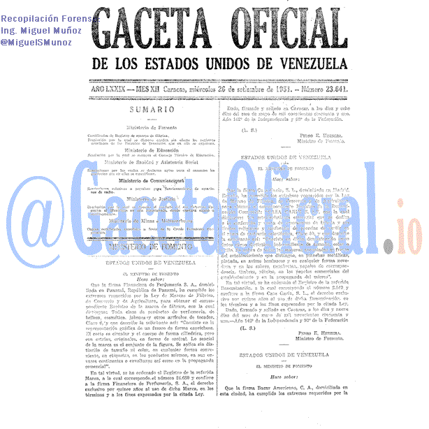 Gaceta Oficial 23641 del 26 Septiembre 1951