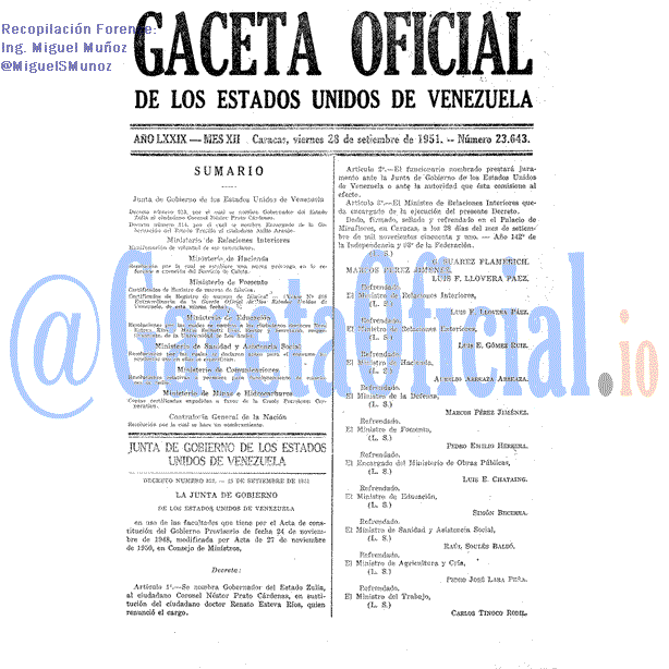 Gaceta Oficial 23643 del 28 Septiembre 1951