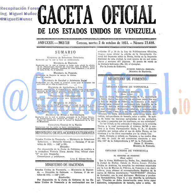Gaceta Oficial 23646 del 2 Octubre 1951