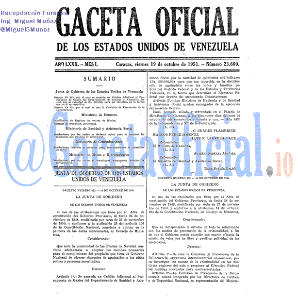Gaceta Oficial 23660 del 19 Octubre 1951