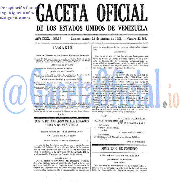 Gaceta Oficial 23663 del 23 Octubre 1951