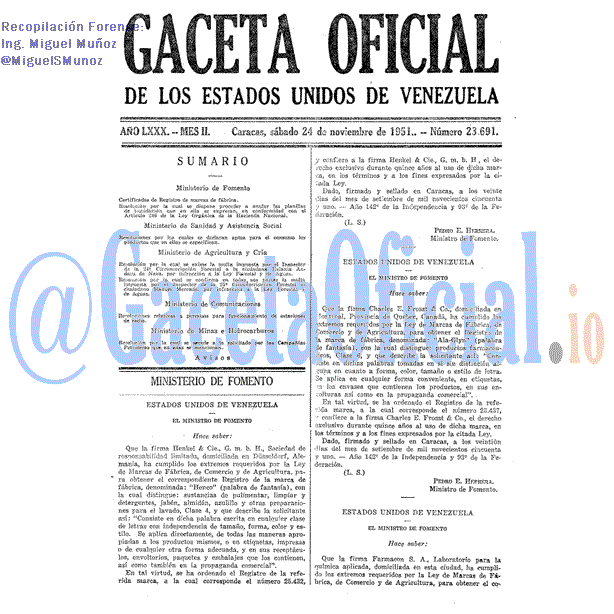Gaceta Oficial 23691 del 24 Noviembre 1951