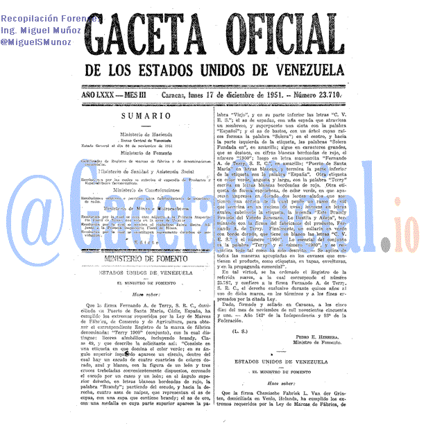 Gaceta Oficial 23710 del 17 Diciembre 1951