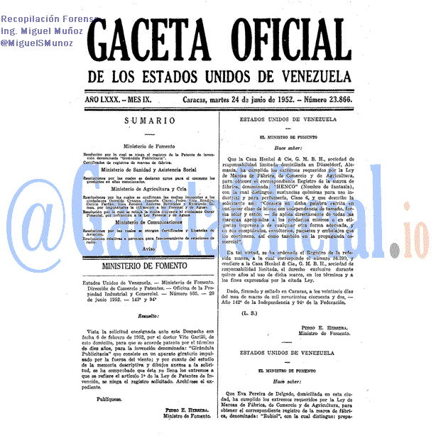 Gaceta Oficial 23866 del 24 Junio 1952