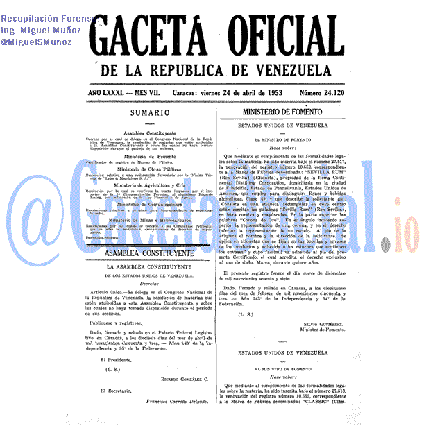Gaceta Oficial 24120 del 24 Abril 1953