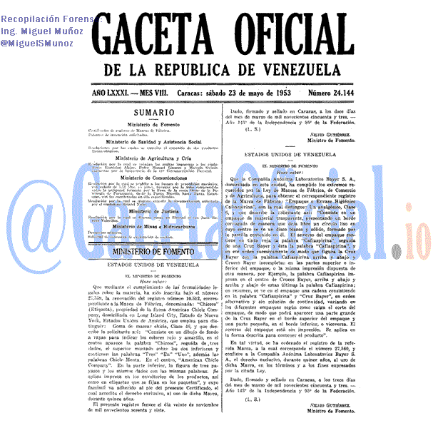 Gaceta Oficial 24144 del 23 Mayo 1953