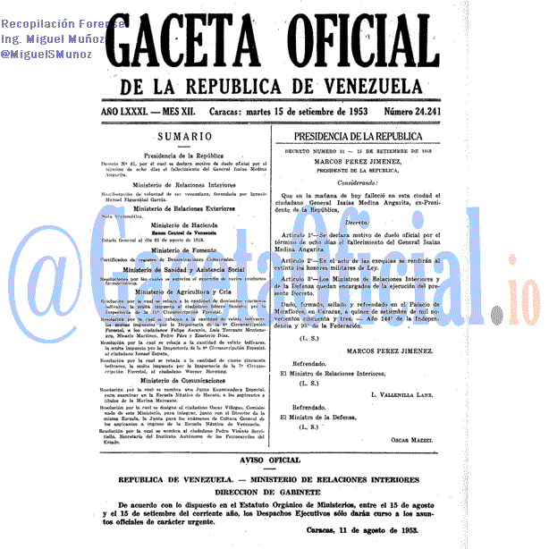 Gaceta Oficial 24241 del 15 Septiembre 1953