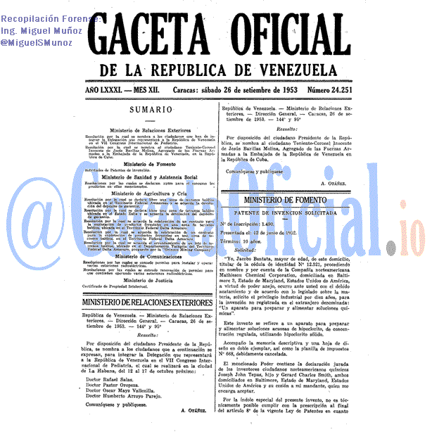 Gaceta Oficial 24251 del 26 Septiembre 1953