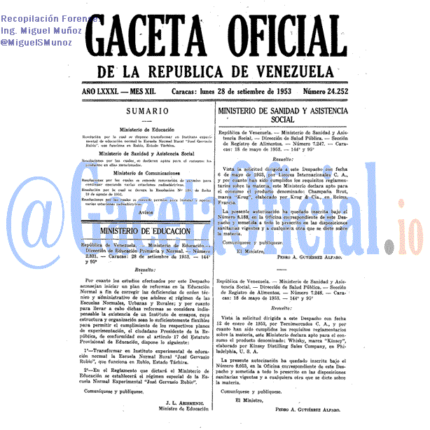 Gaceta Oficial 24252 del 28 Septiembre 1953