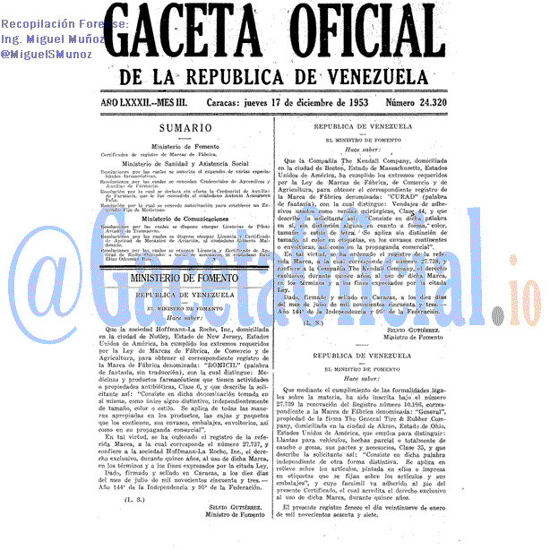 Gaceta Oficial 24320 del 17 Diciembre 1953