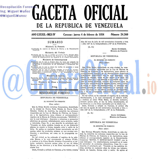 Gaceta Oficial 24360 del 4 Febrero 1954