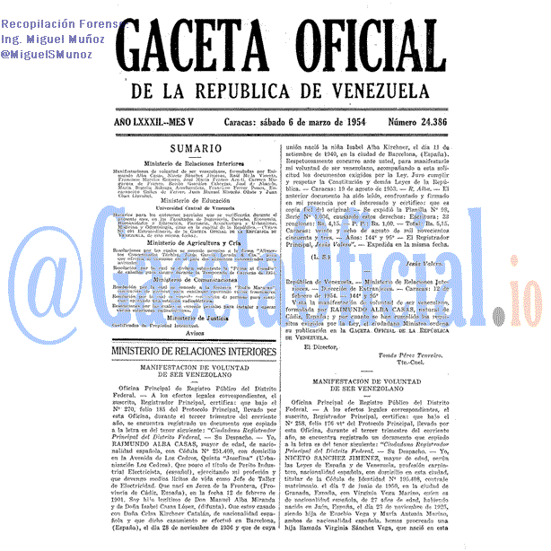 Gaceta Oficial 24386 del 6 Marzo 1954