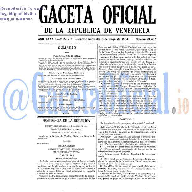 Gaceta Oficial 24432 del 5 Mayo 1954