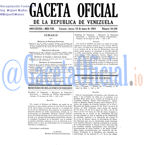 Gaceta Oficial 24439 del 13 Mayo 1954