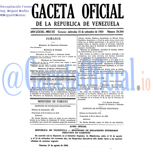 Gaceta Oficial 24544 del 15 Septiembre 1954