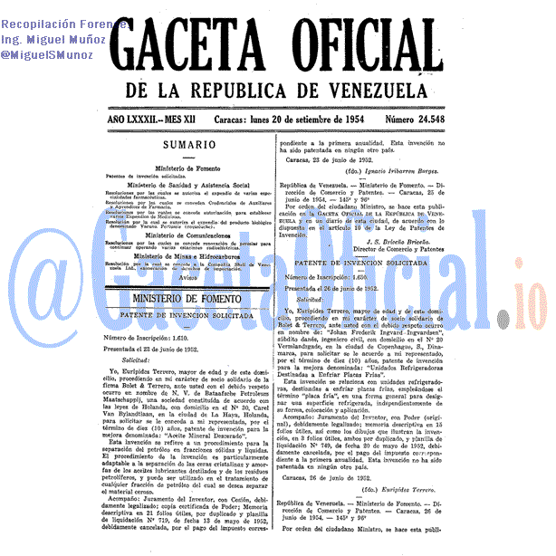 Gaceta Oficial 24548 del 20 Septiembre 1954