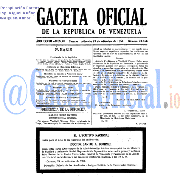 Gaceta Oficial 24556 del 29 Septiembre 1954