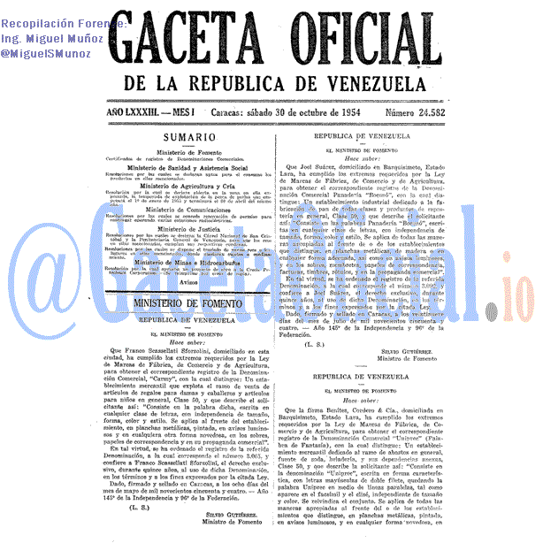 Gaceta Oficial 24582 del 30 Octubre 1954