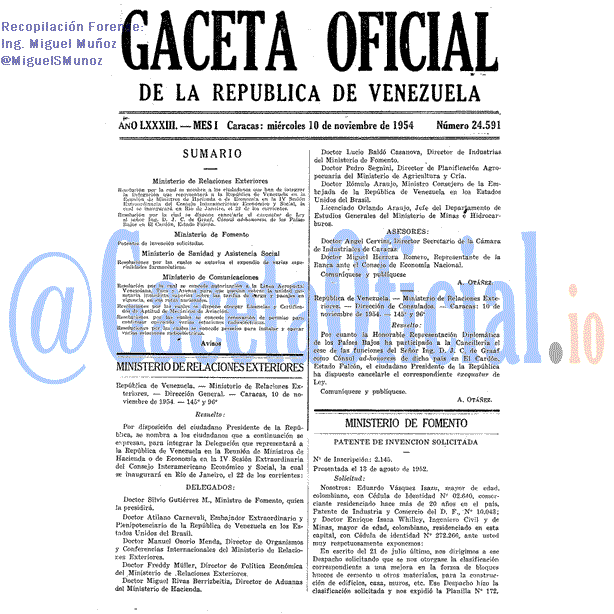 Gaceta Oficial 24591 del 10 Noviembre 1954
