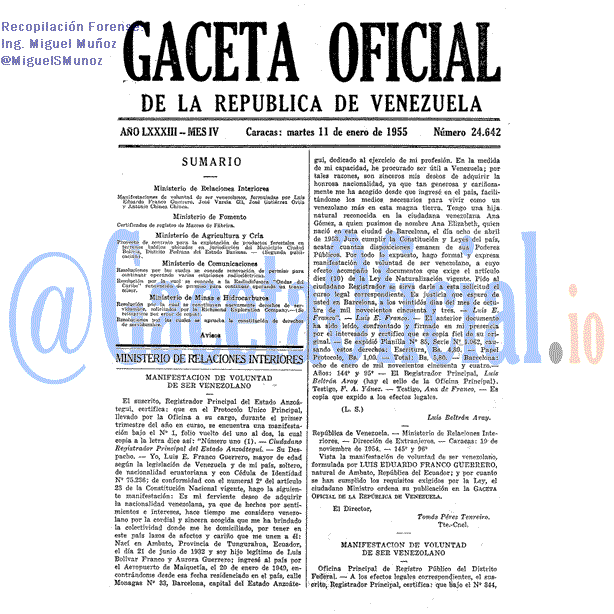 Gaceta Oficial 24642 del 11 Enero 1955