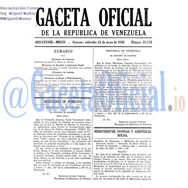 Gaceta Oficial 24643 del 12 Enero 1955