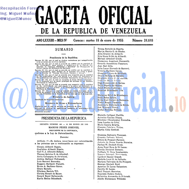 Gaceta Oficial 24648 del 18 Enero 1955