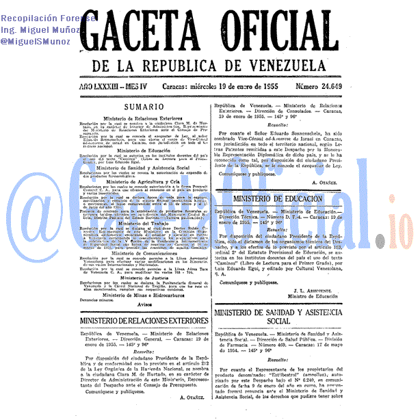 Gaceta Oficial 24649 del 19 Enero 1955