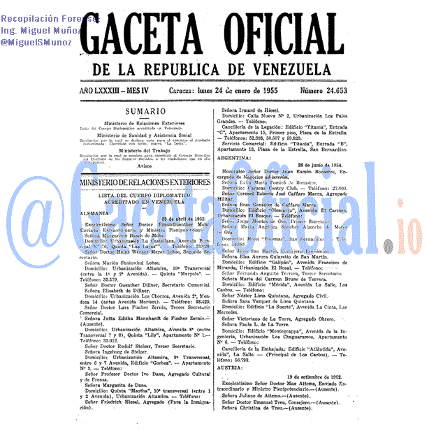 Gaceta Oficial 24653 del 24 Enero 1955