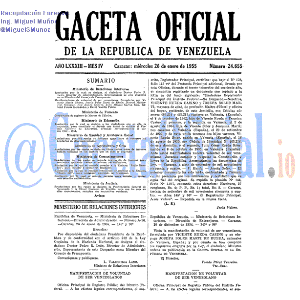 Gaceta Oficial 24655 del 26 Enero 1955
